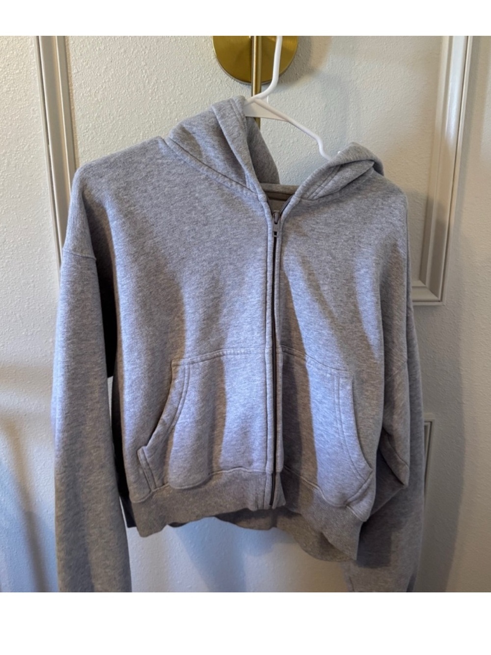 Aritzia Gray Zip-Up Hooded Sweatshirt